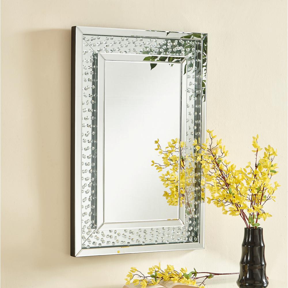 Sparkle 24 in. Contemporary Crystal Rectangle Mirror in Clear. Picture 4