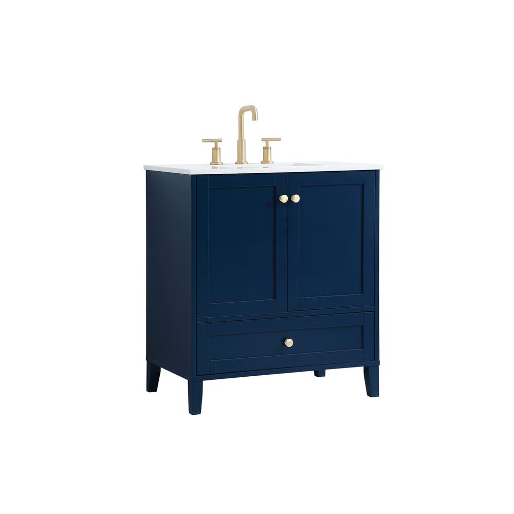 30 inch Single Bathroom Vanity in Blue. Picture 6