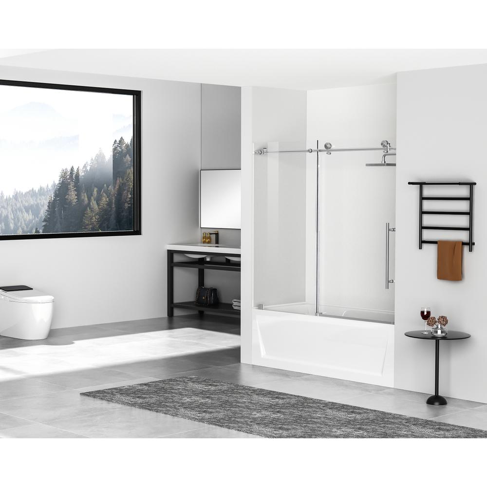 Frameless tub door 60 x 60 Brushed Nickel. Picture 3