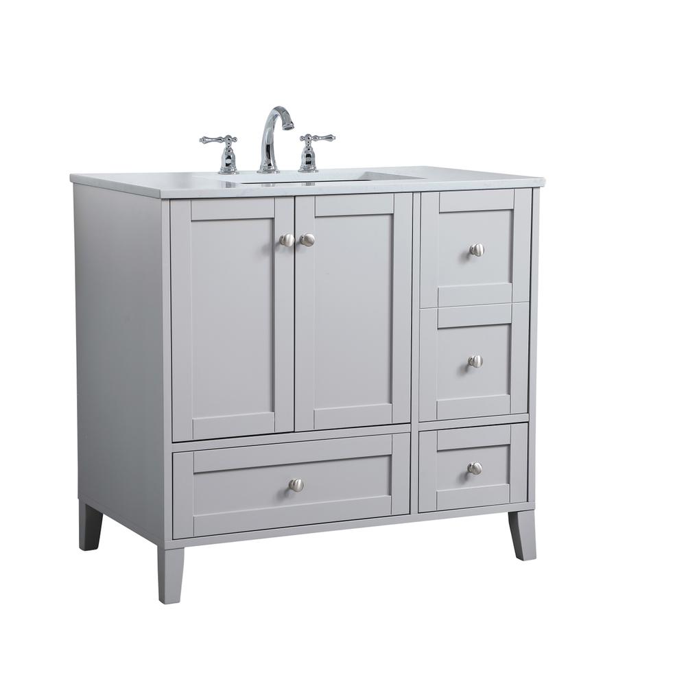 36 inch Single Bathroom Vanity in Grey. Picture 7