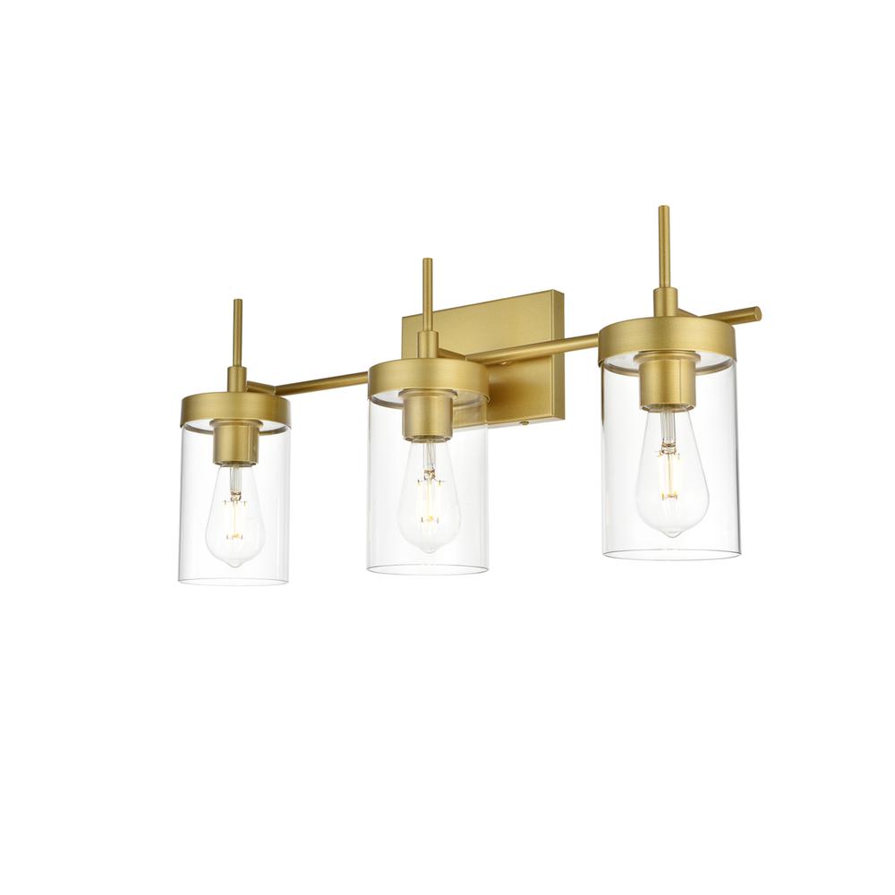 Benny 3 light Brass and Clear Bath Sconce. Picture 2