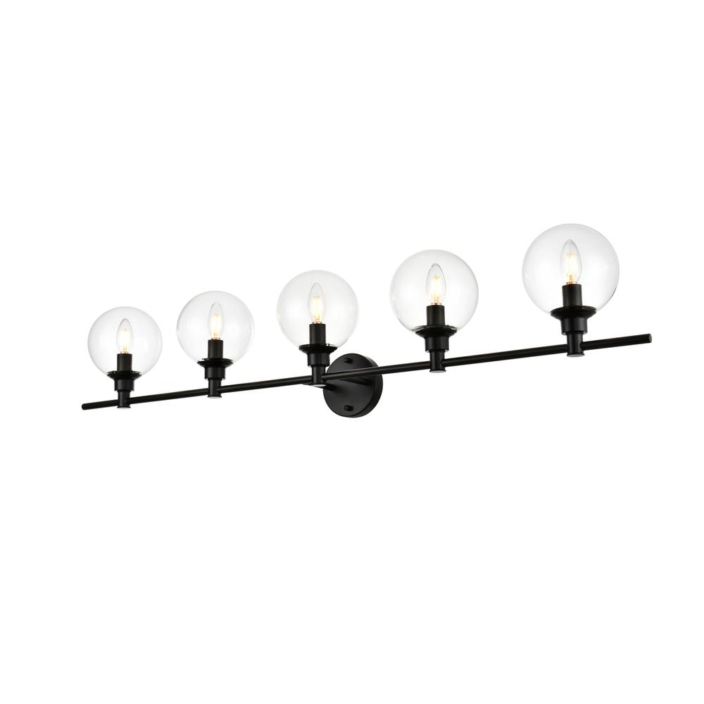 Jaelynn 5 light Black and Clear Bath Sconce. Picture 2