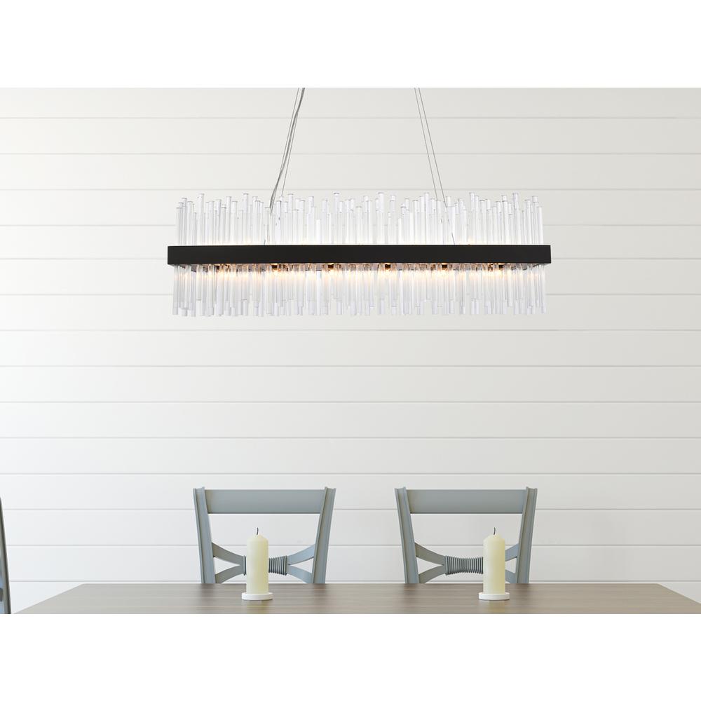 Dallas 42 inch rectangle crystal pendant in black. Picture 8