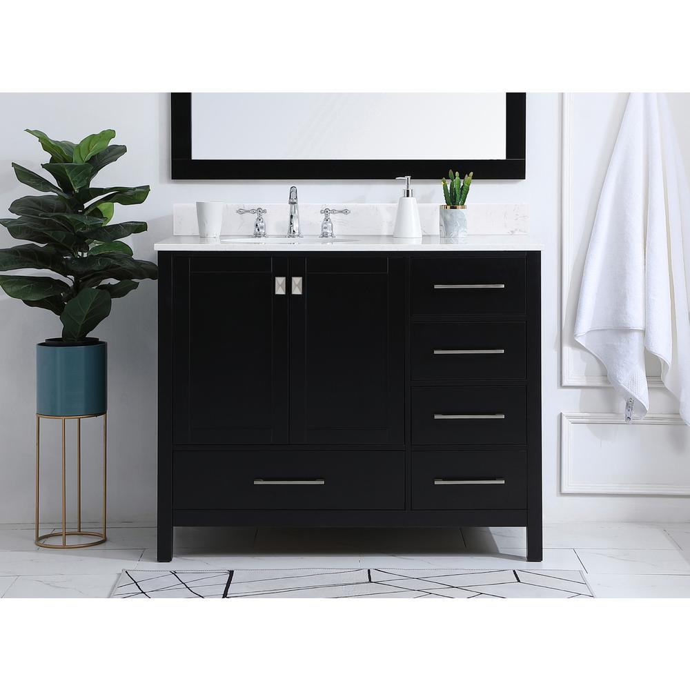 42 inch Single Bathroom Vanity in Black with Backsplash. Picture 14