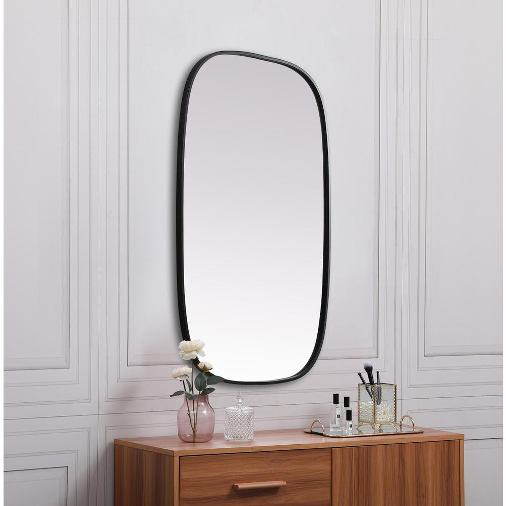 Metal Frame Oval Mirror 24x40 Inch in Black. Picture 4
