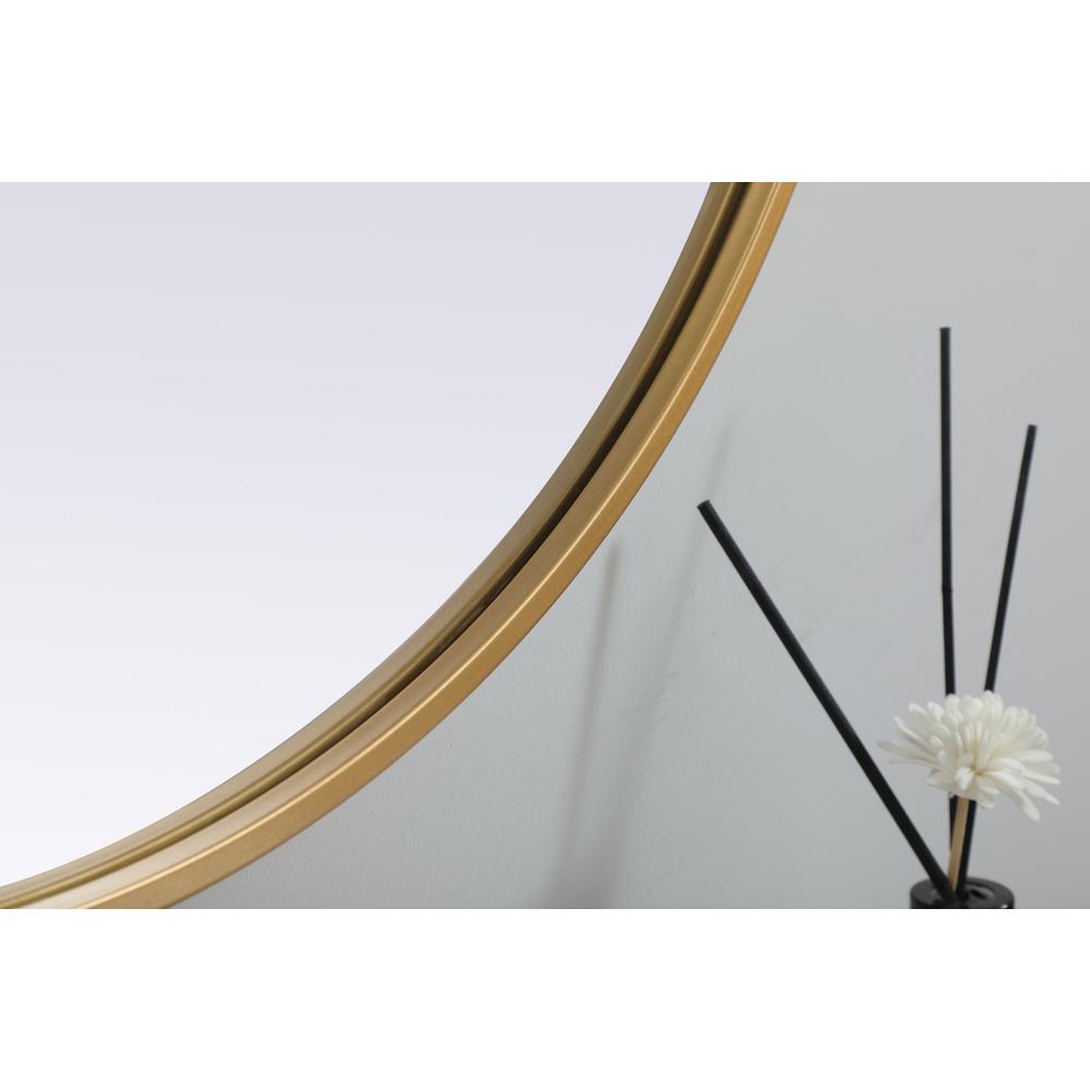 Metal Frame Oval Mirror 27x40 Inch in Brass. Picture 6