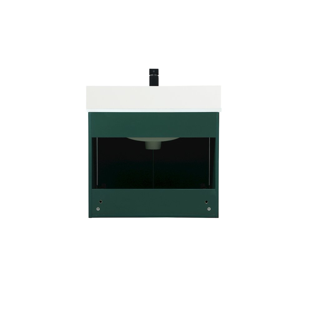 24 Inch Single Bathroom Vanity In Green With Backsplash. Picture 16