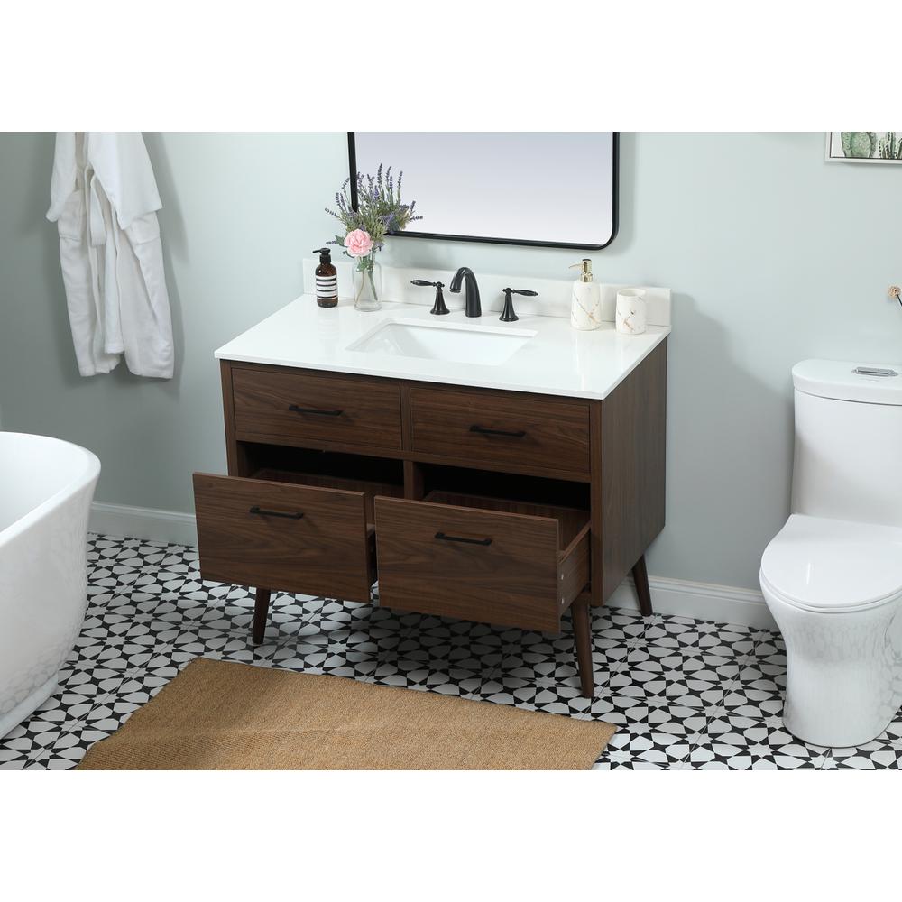 42 inch Single bathroom vanity in walnut with backsplash. Picture 3