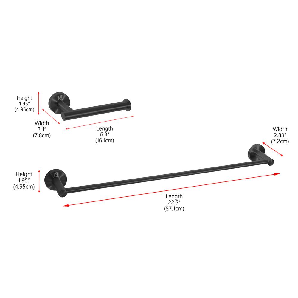 Alma 2-Piece Bathroom Hardware Set in Matte Black. Picture 7
