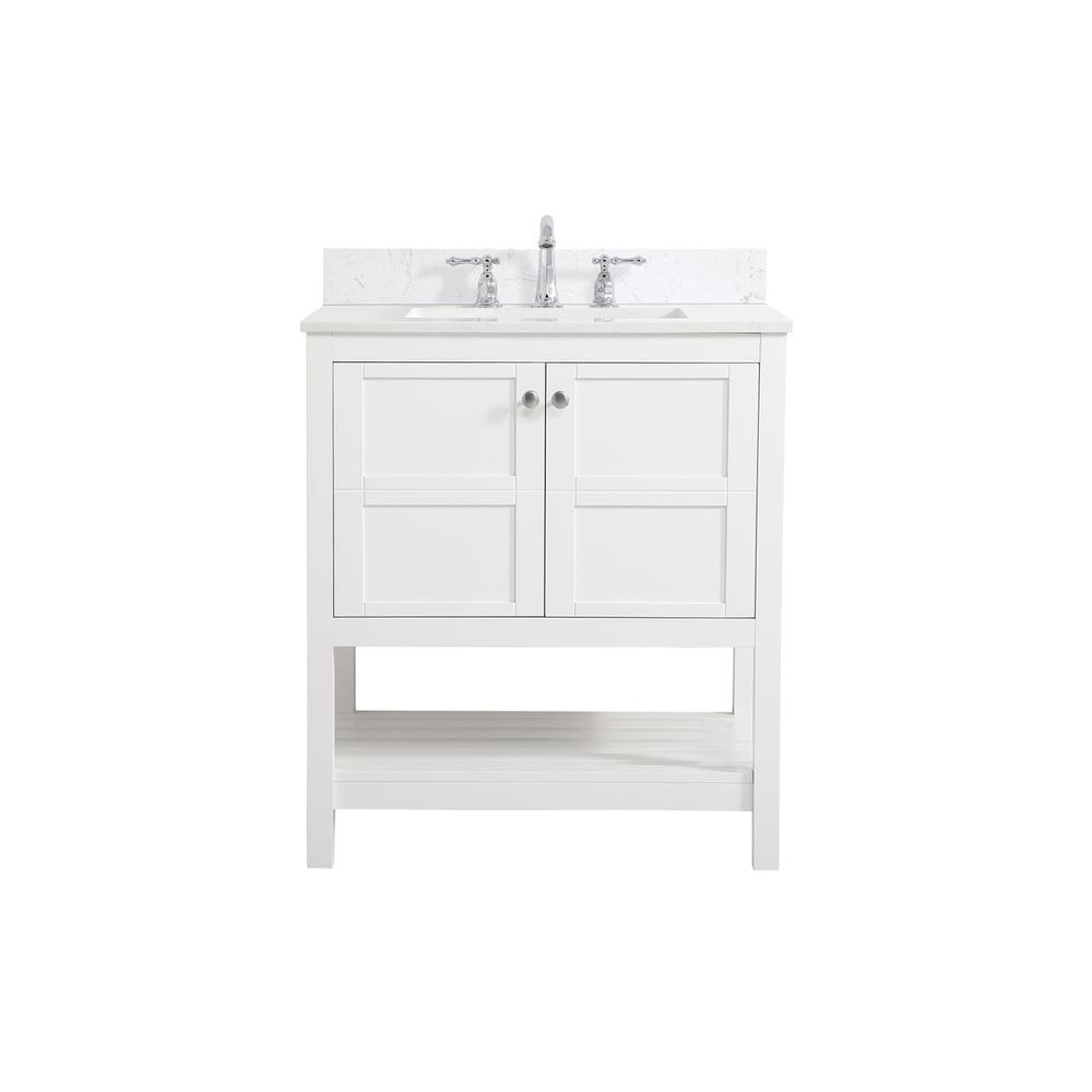 30 inch Single Bathroom Vanity in White with Backsplash. Picture 1