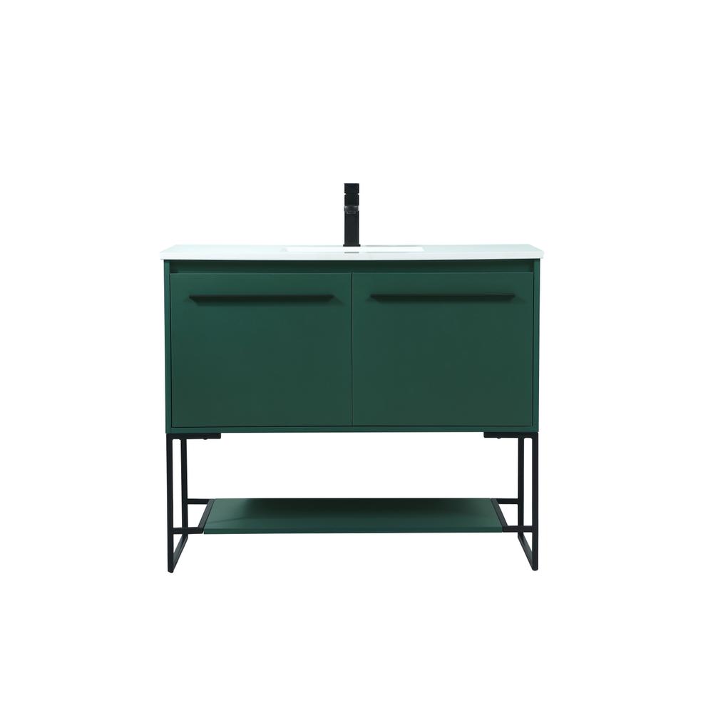 40 inch Single bathroom vanity in green. Picture 1