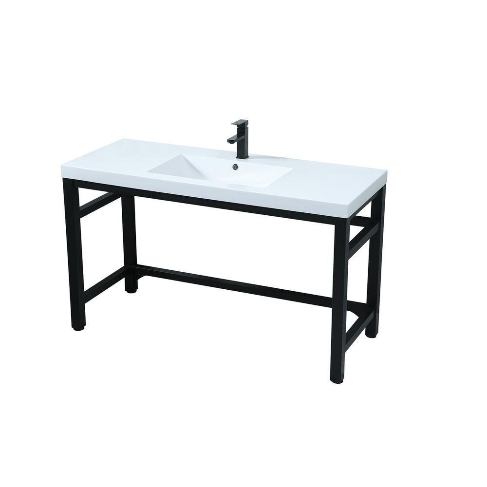 54 Inch ADA Compliant SIngle Bathroom Metal Vanity In Black. Picture 8