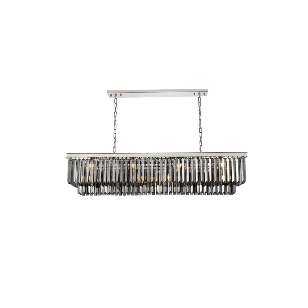 Sydney 12 light polished nickel Chandelier Silver Shade (Grey) Royal Cut Crystal. Picture 1