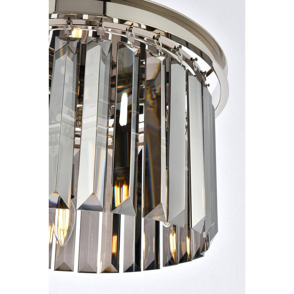 Sydney 3 light polished nickel Pendant Silver Shade (Grey) Royal Cut Crystal. Picture 5