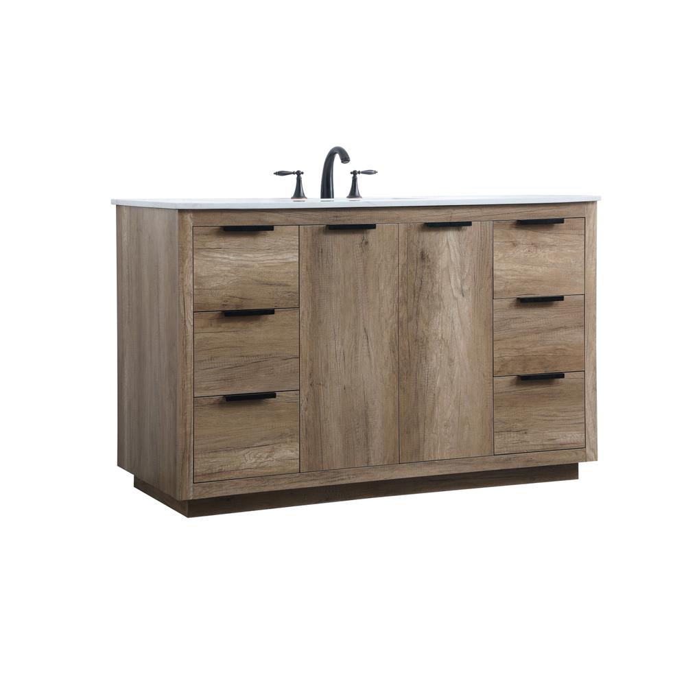 54 Inch SIngle Bathroom Vanity In Natural Oak. Picture 7