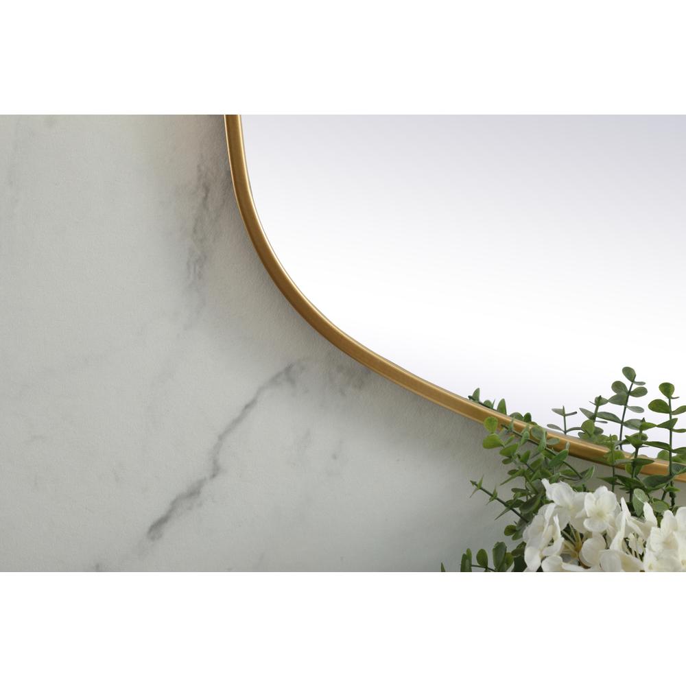 Metal Frame Oval Mirror 24x48 Inch in Brass. Picture 5