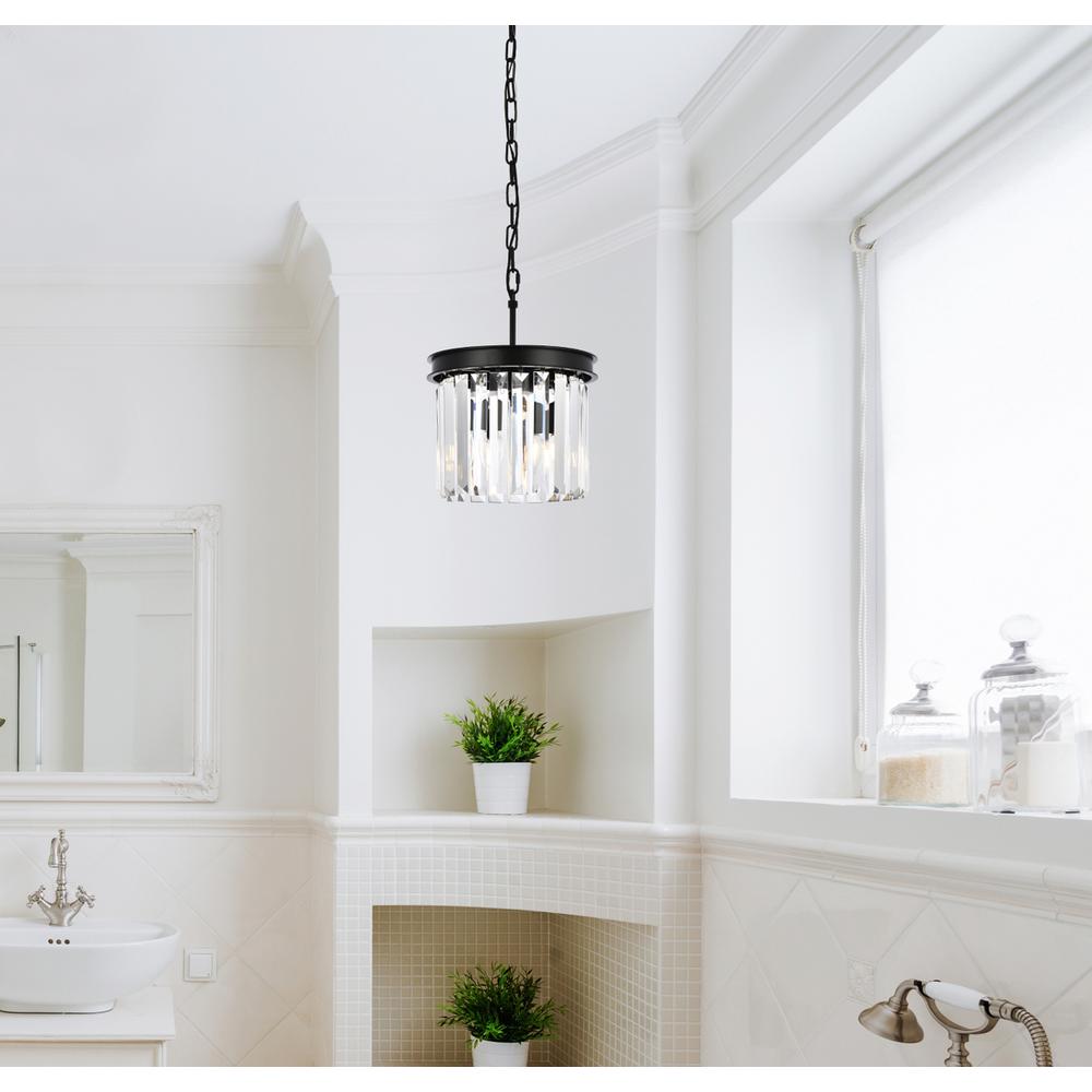 Sydney 3 light Matte Black Pendant Clear Royal Cut Crystal. Picture 8