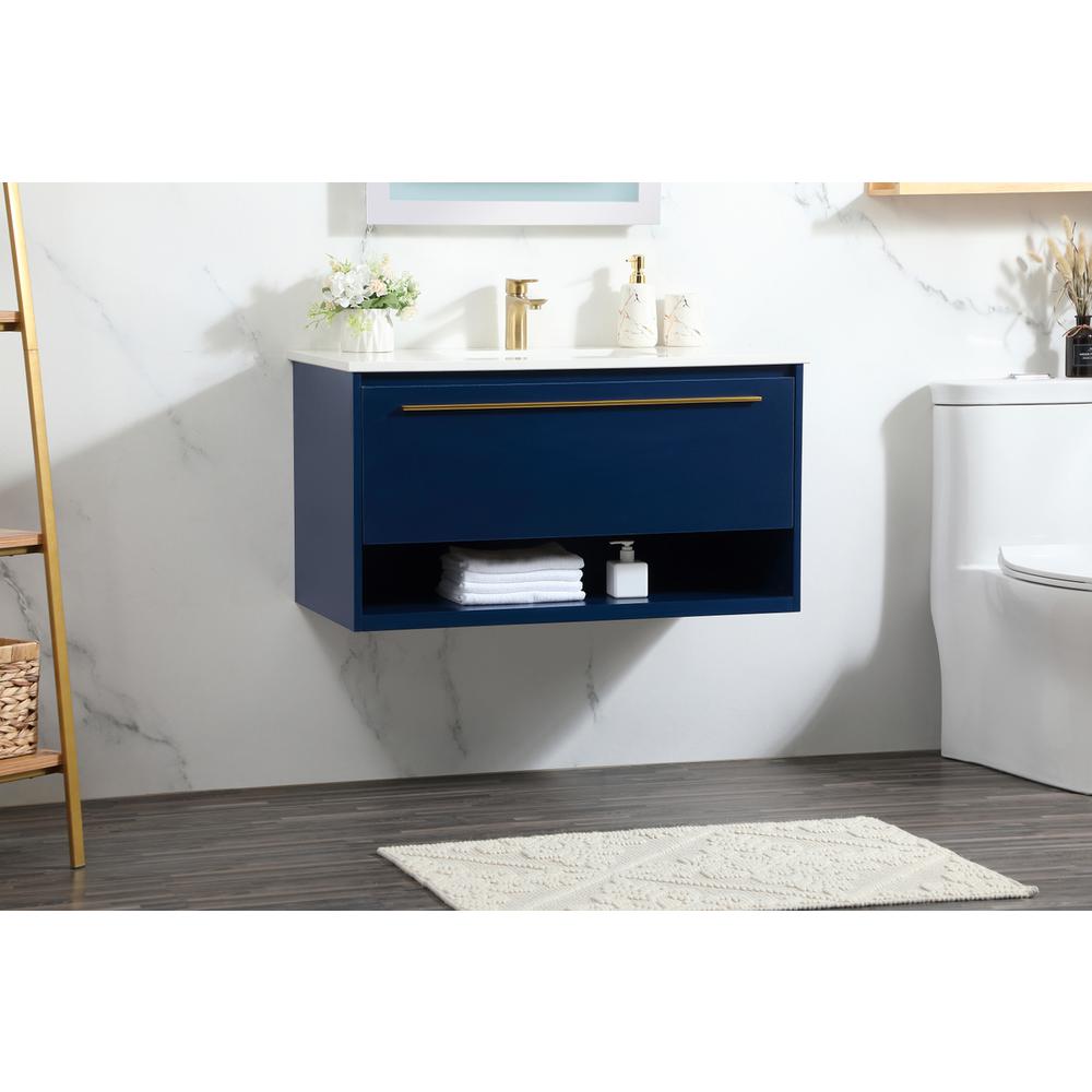 36 inch Single bathroom vanity in blue. Picture 2
