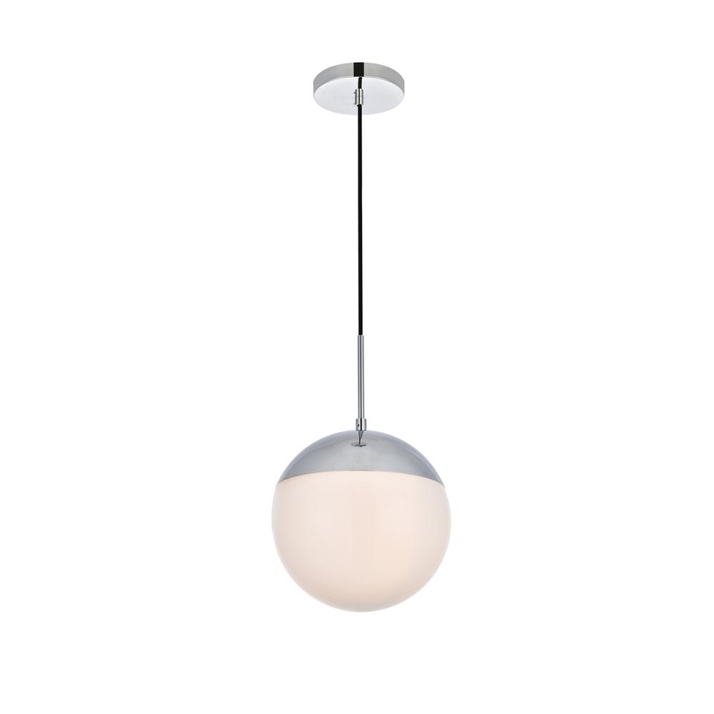 Eclipse 1 Light Chrome Pendant With Frosted White Glass. Picture 2