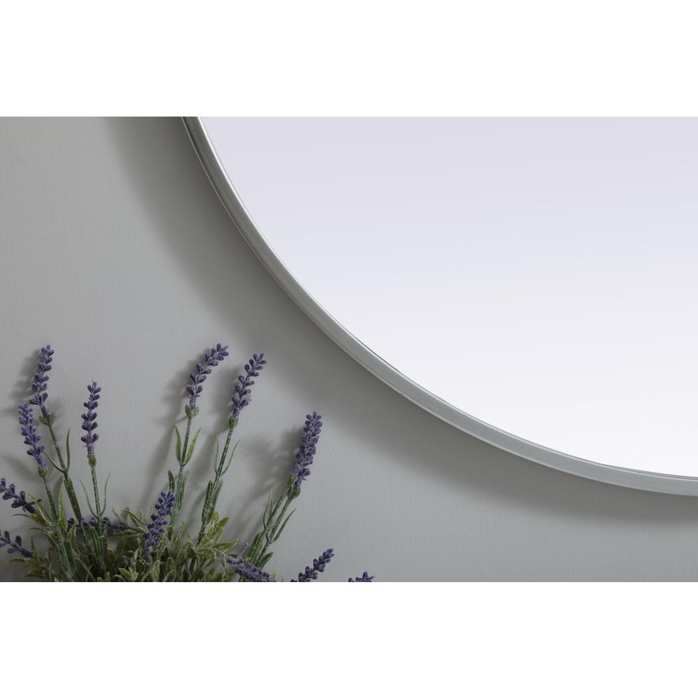 Metal Frame Oval Mirror 27x40 Inch in Silver. Picture 5