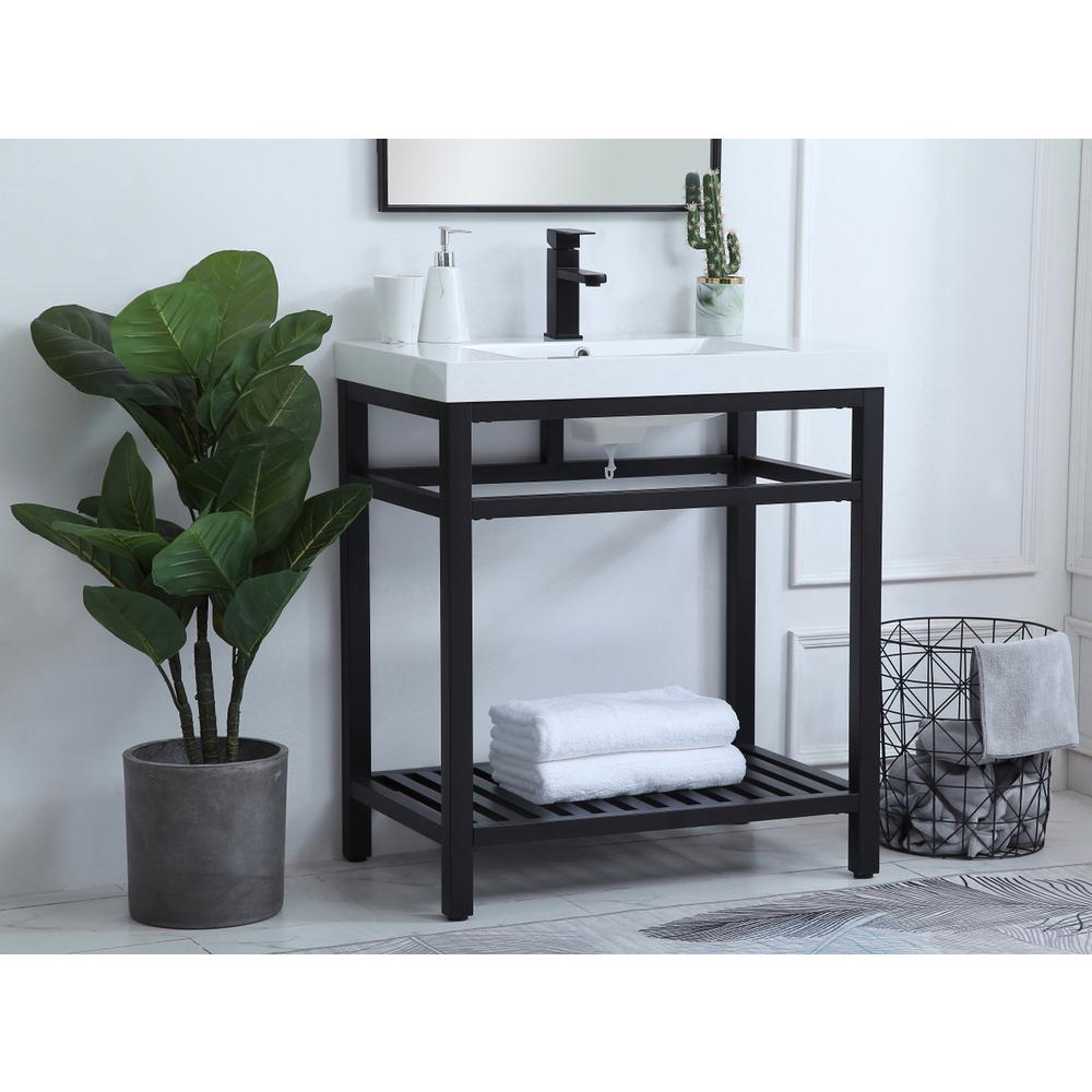 30 inch Single Bathroom Metal Vanity in Black. Picture 2