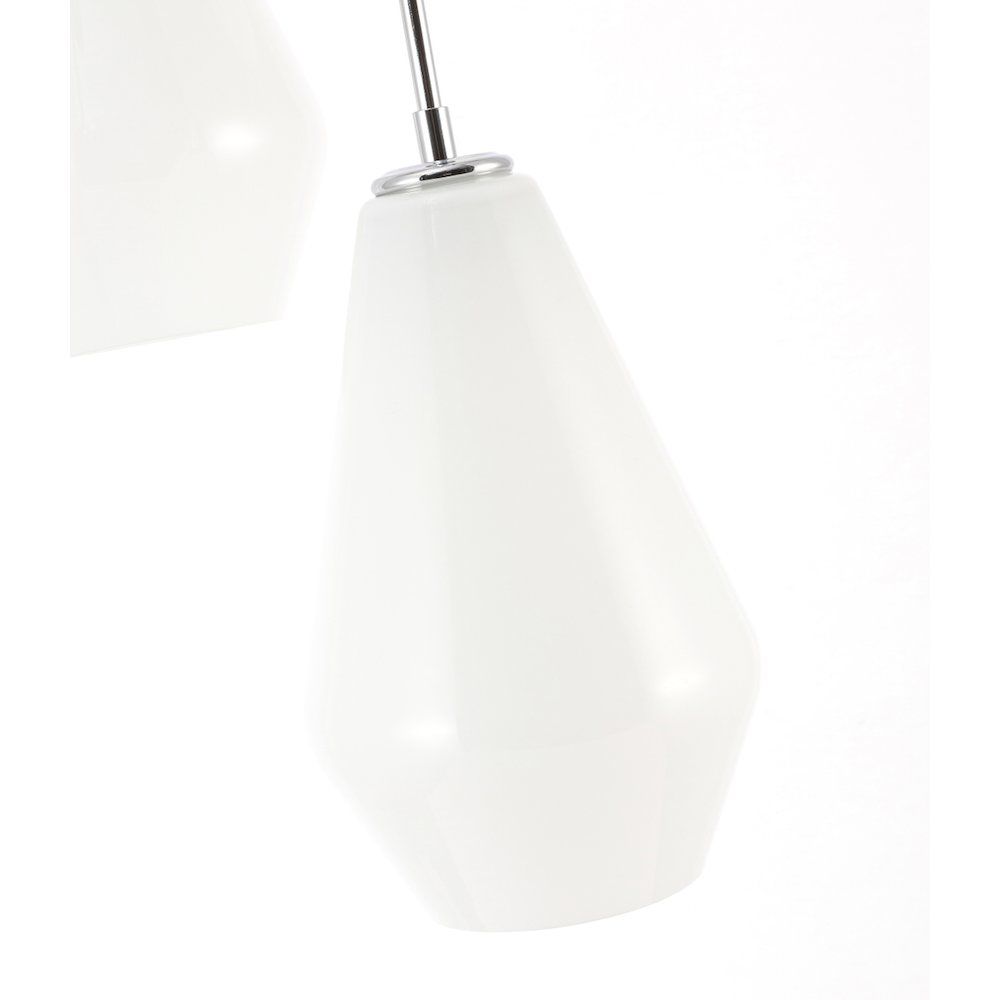 Gene 3 Light Chrome And Frosted White Glass Pendant. Picture 11
