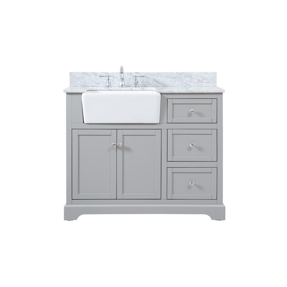 42 inch Single bathroom vanity in grey with backsplash. Picture 1