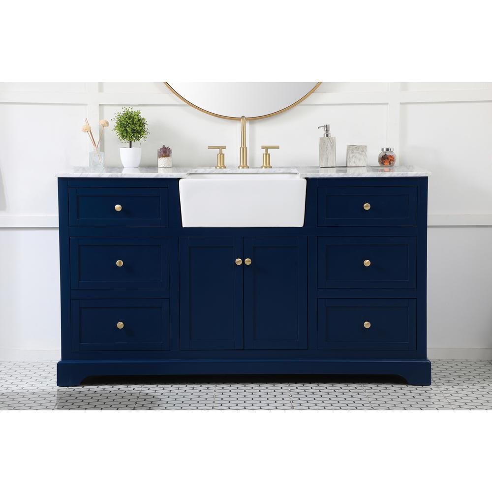 60 inch Single bathroom vanity in blue. Picture 14