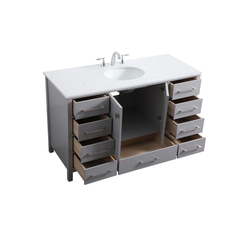 54 Inch SIngle Bathroom Vanity In Grey. Picture 9