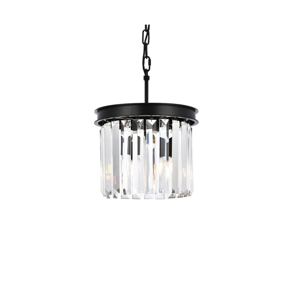 Sydney 3 light Matte Black Pendant Clear Royal Cut Crystal. Picture 2
