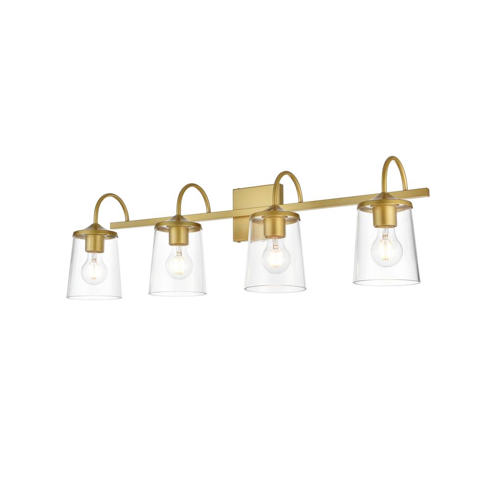 Avani 4 light Brass and Clear Bath Sconce. Picture 2