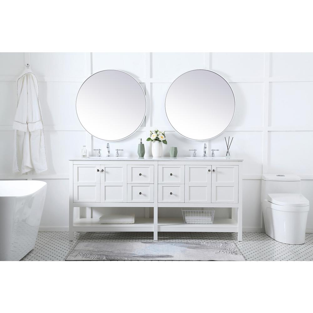 72 inch Double Bathroom Vanity in White. Picture 4