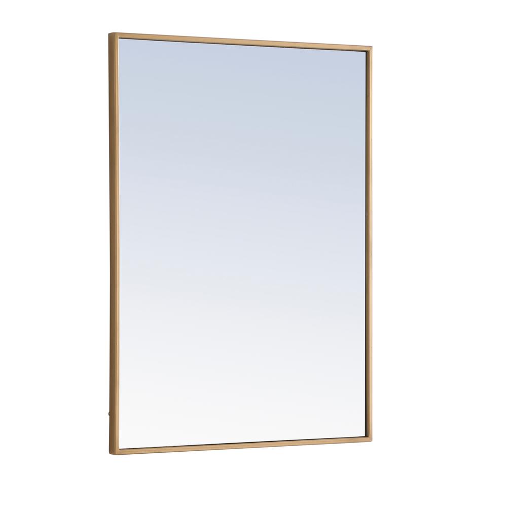 Metal frame Rectangle Mirror 24 inch Brass finish. Picture 4