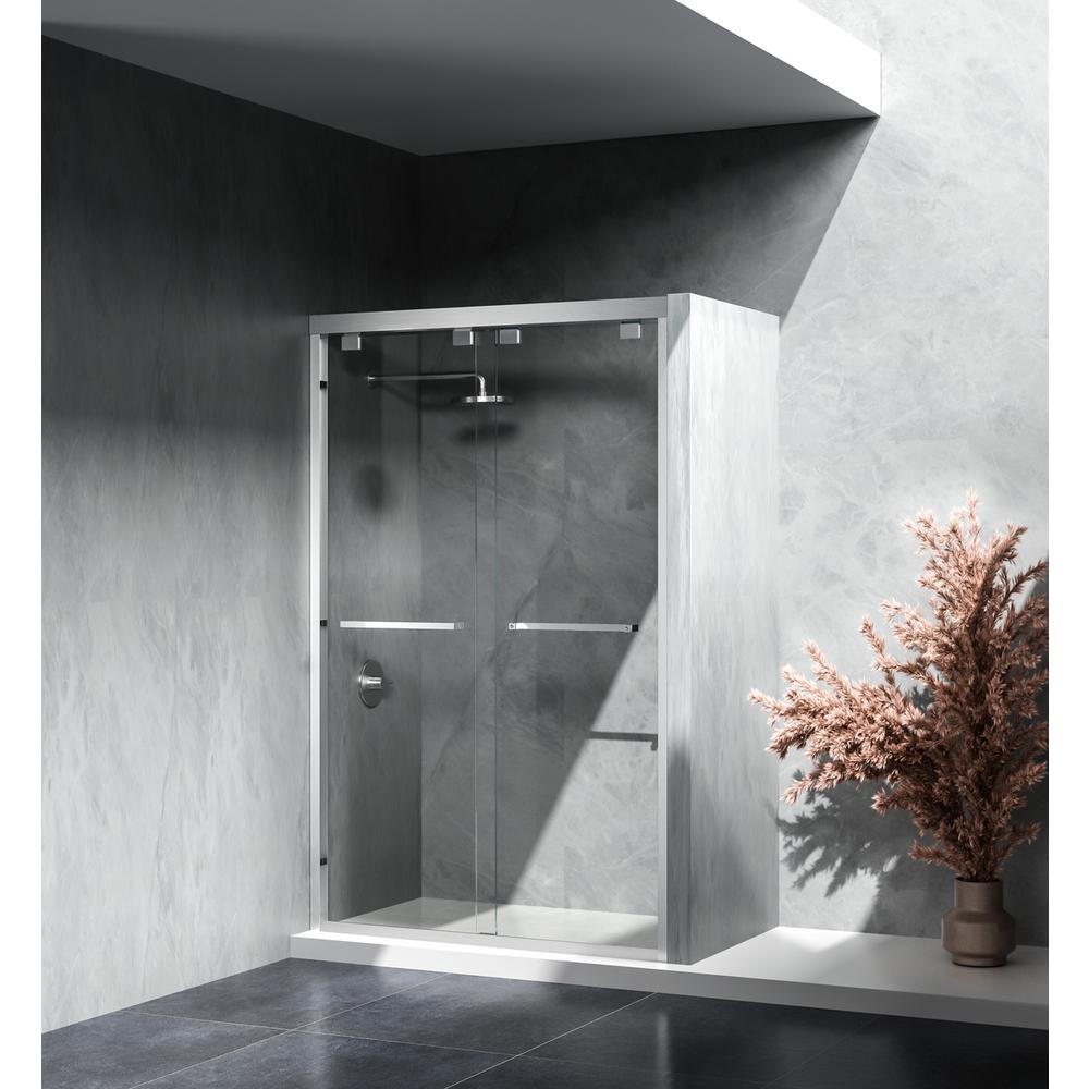 Semi-frameless shower door 48 x 76 Brushed Nickel. Picture 3