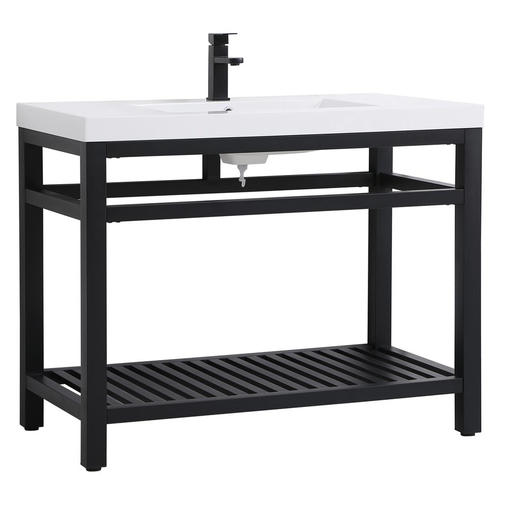 42 inch Single Bathroom Metal Vanity in Black. Picture 6