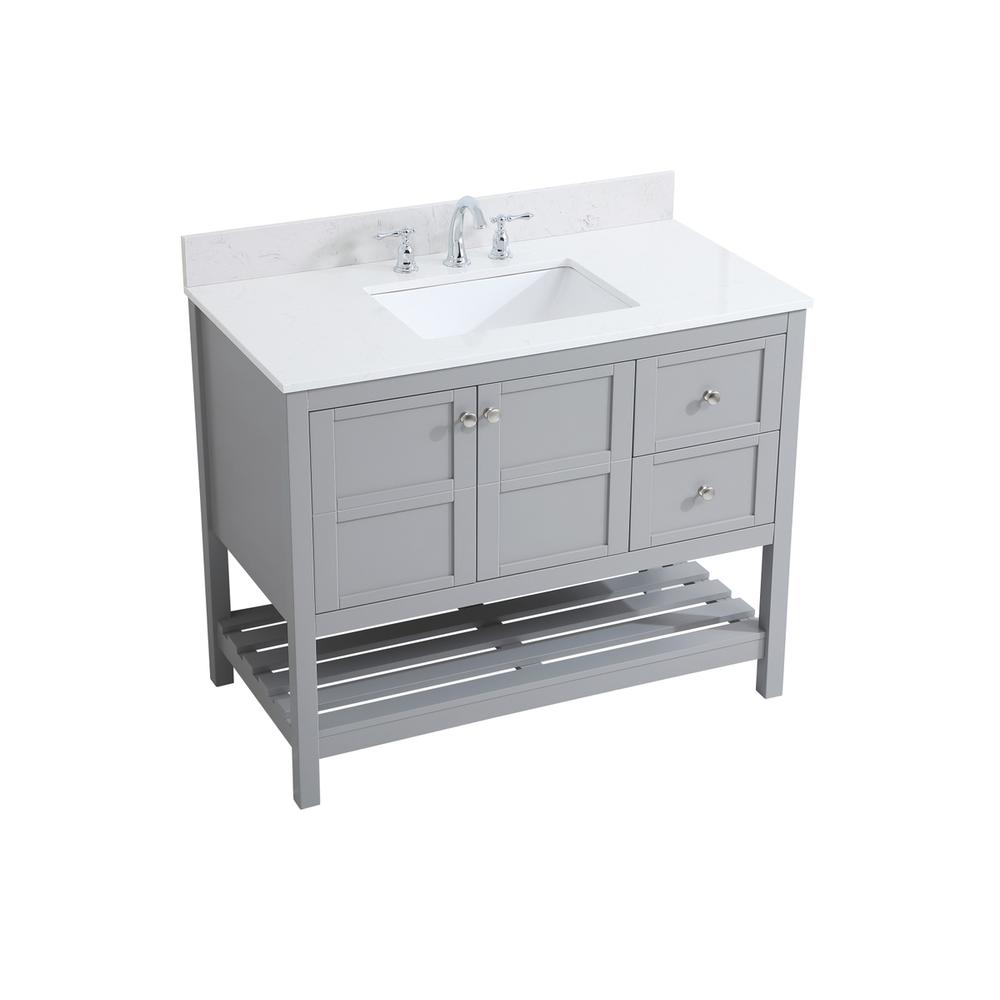 42 inch Single Bathroom Vanity in Gray with Backsplash. Picture 8