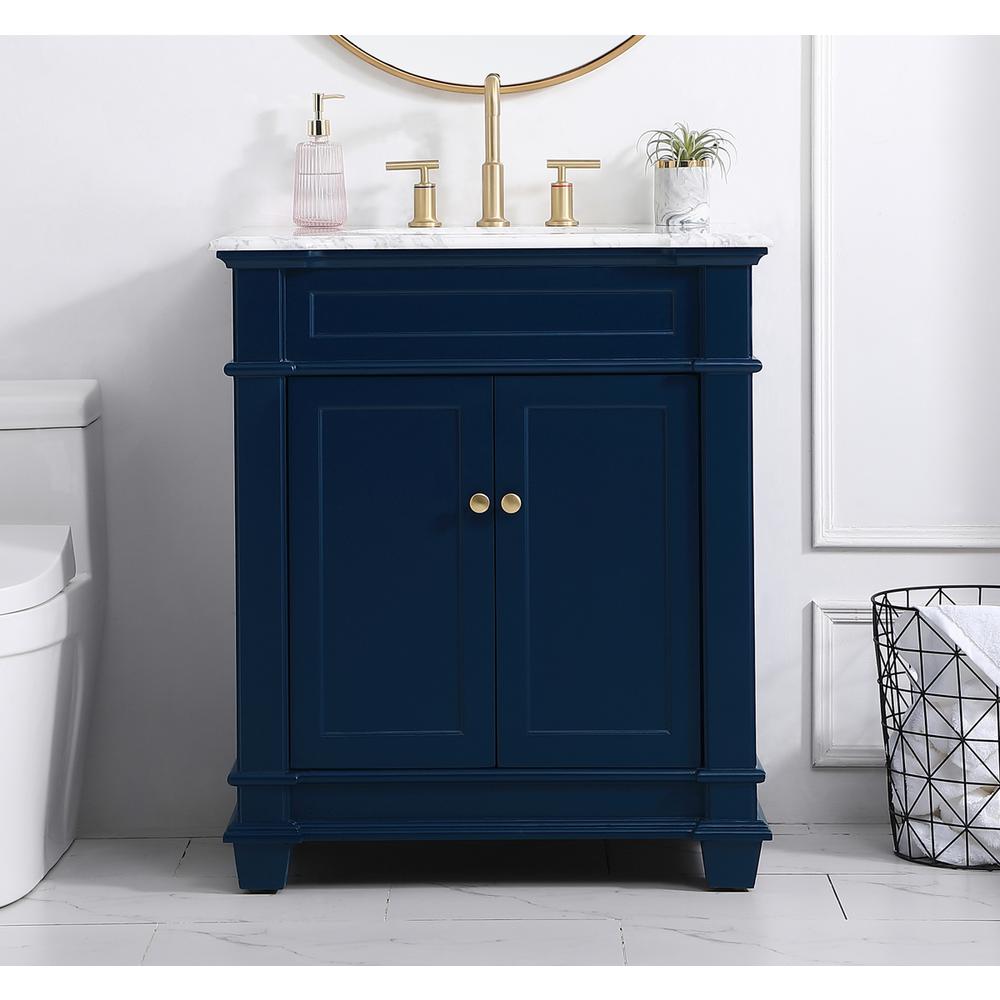 30 inch Single Bathroom Vanity set in Blue. Picture 14