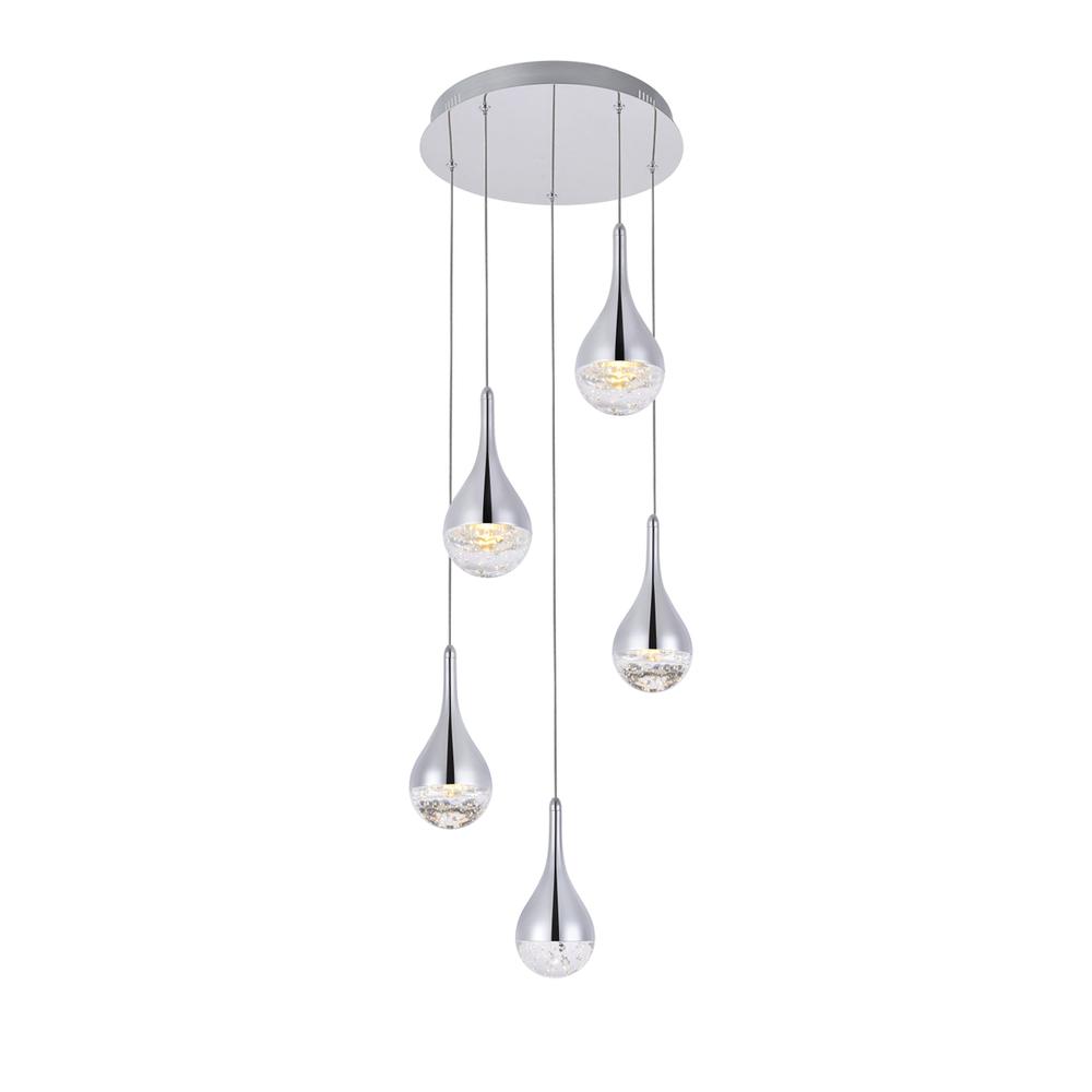 Amherst Collection LED 5-light chandelier 15in x 9in chrome finish. Picture 2