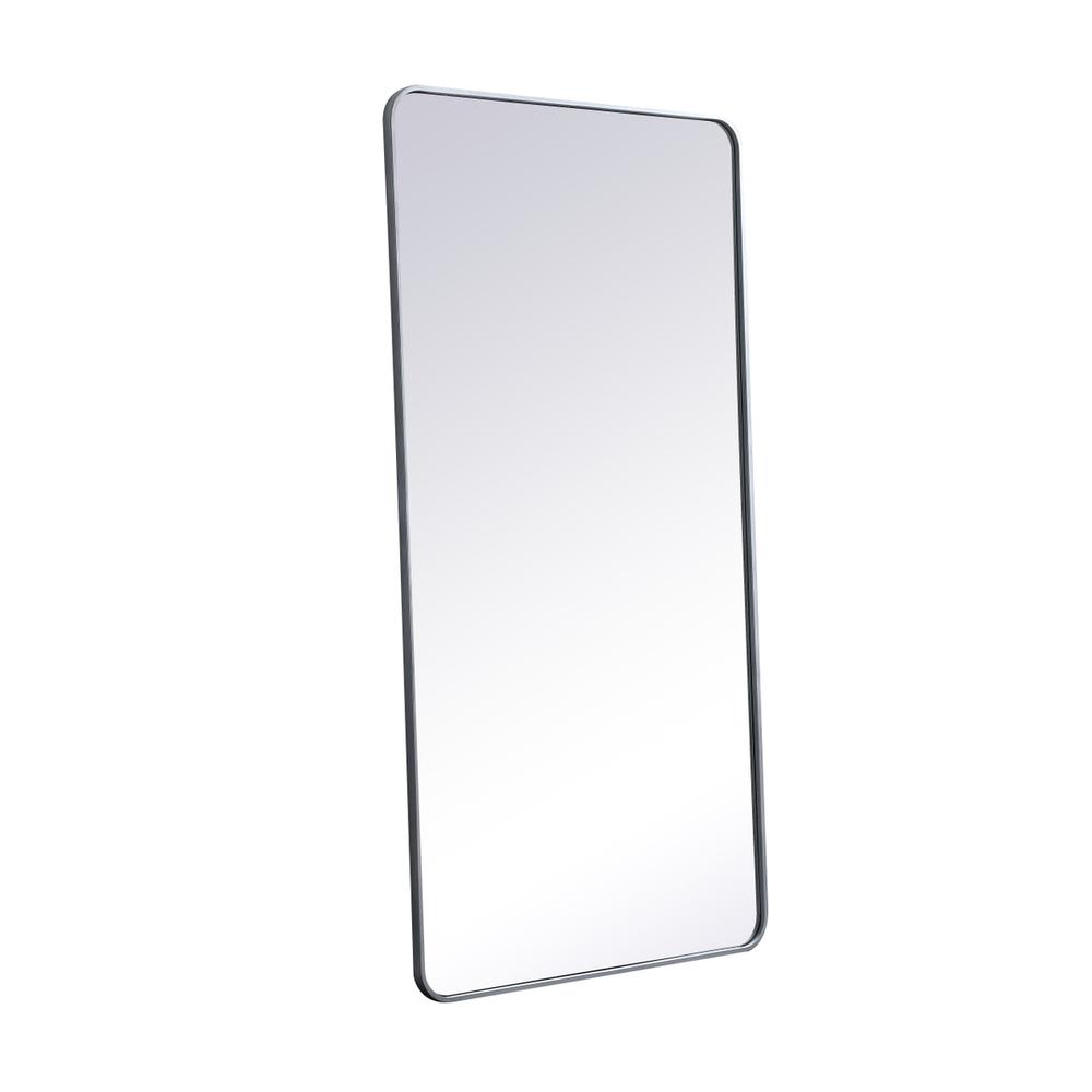 Soft corner metal rectangular mirror 30x60 inch in Silver. Picture 7