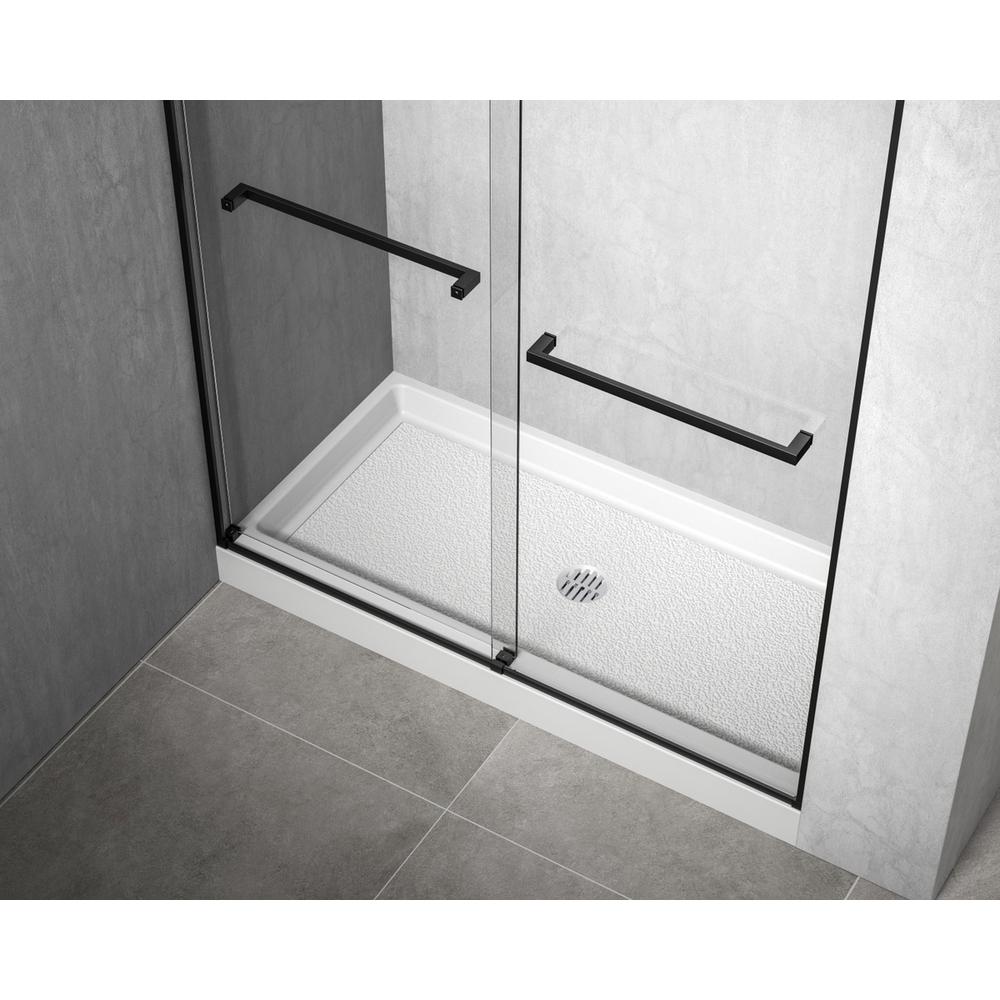 60x30 inch Single threshold shower tray center drain in glossy white. Picture 11