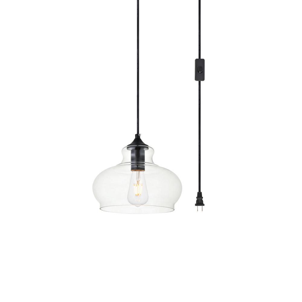 Destry 1 Light Black plug-in Pendant With Clear Glass. Picture 2