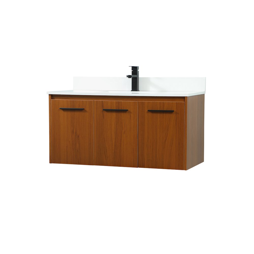 40 Inch Single Bathroom Vanity In Teak With Backsplash. Picture 8
