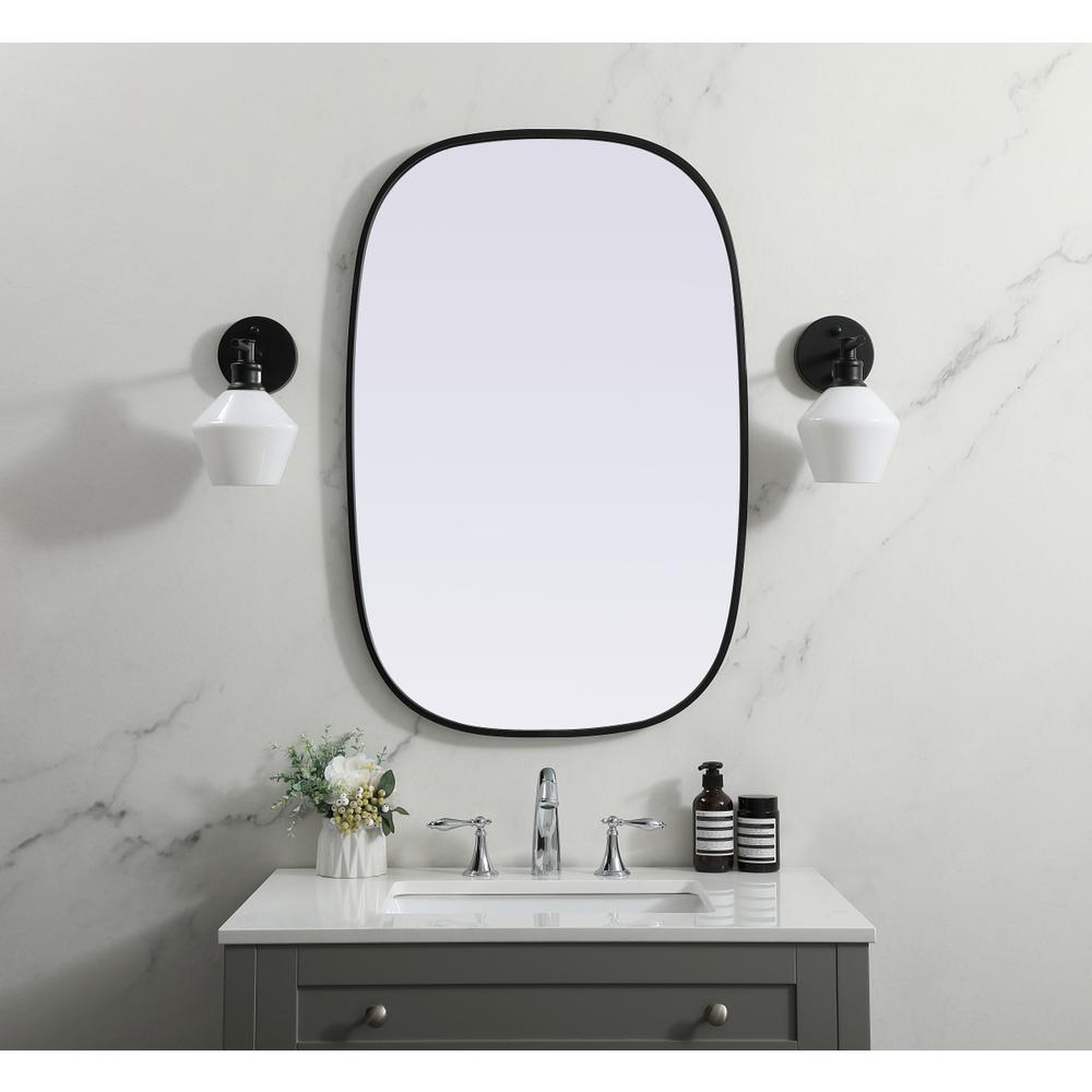 Metal Frame Oval Mirror 24x36 Inch in Black. Picture 11