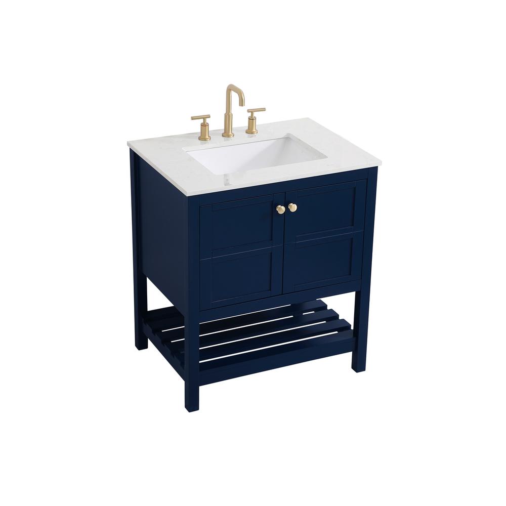 30 inch Single Bathroom Vanity in Blue. Picture 7