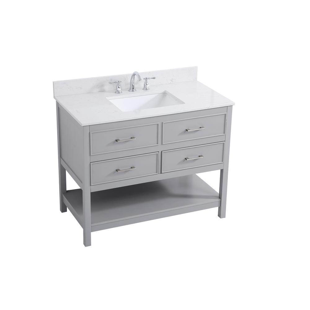 42 inch Single bathroom vanity in gray with backsplash. Picture 8