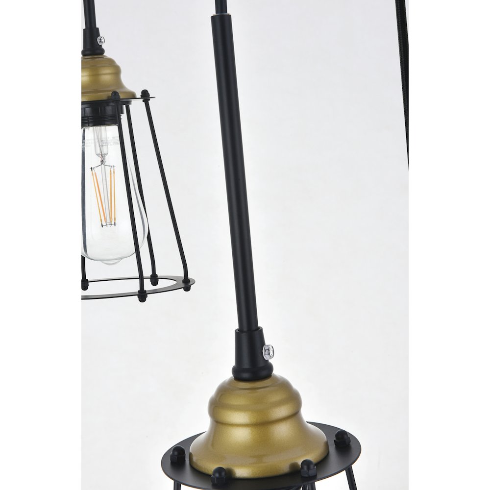 Auspice 3 Light Brass And Black Pendant. Picture 9