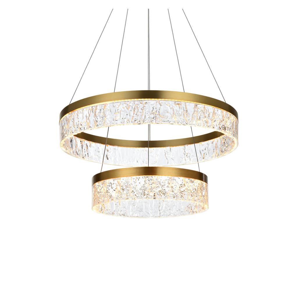 Linden 22 inch Adjustable LED chandelier in Satin Gold. Picture 4