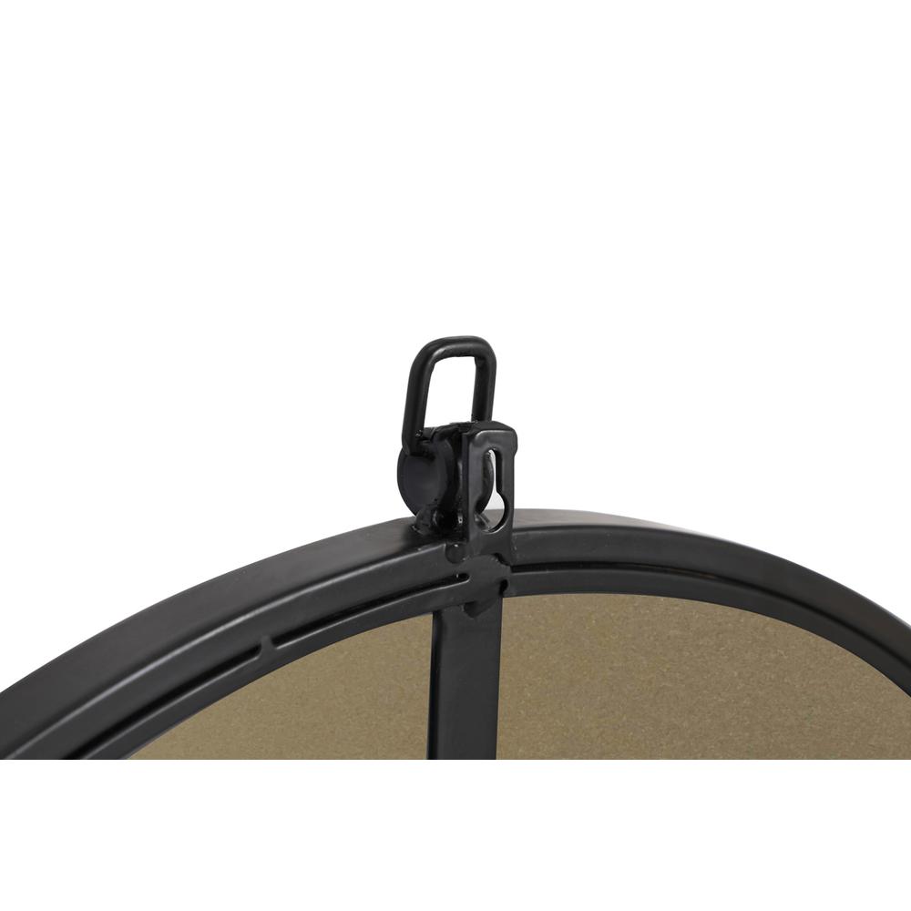 Metal frame Round Mirror with decorative hook 28 inch Black finish. Picture 8