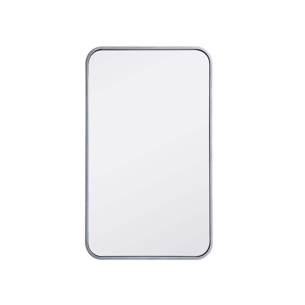Soft corner metal rectangular mirror 18x30 inch in Silver. Picture 1
