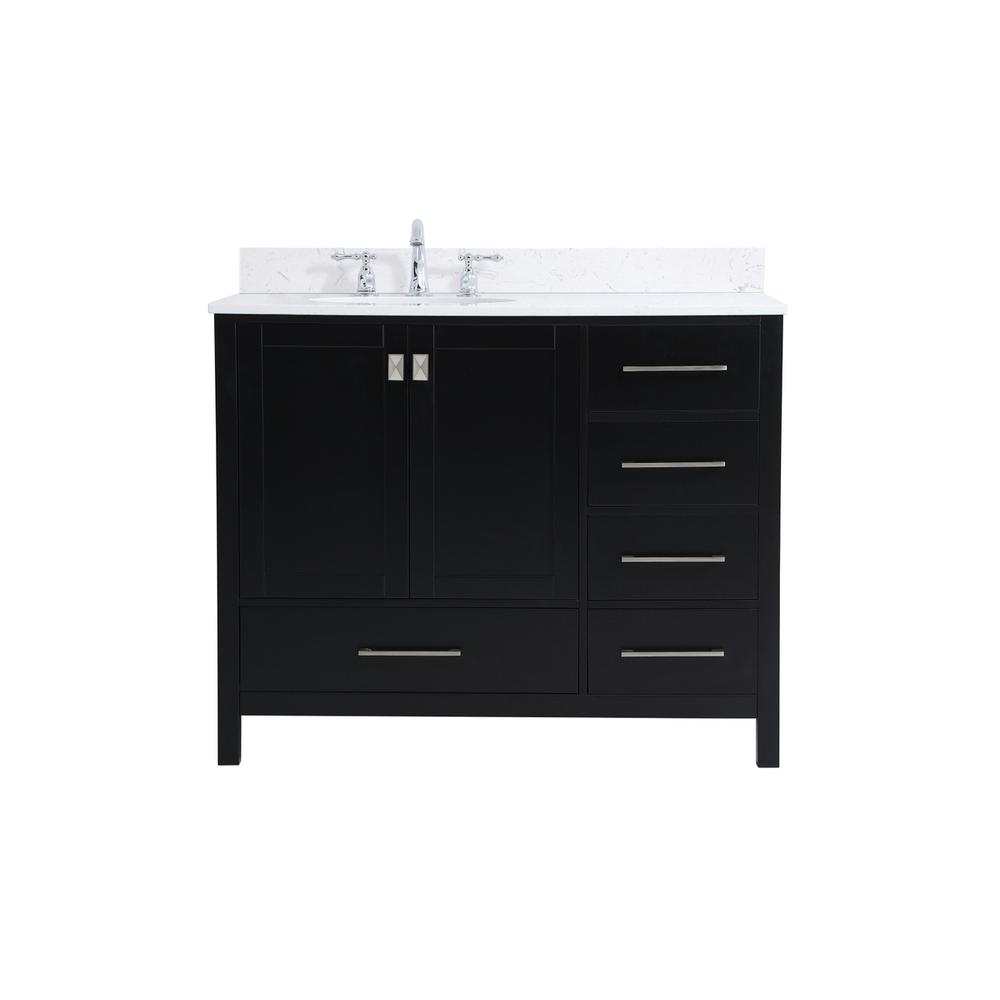 42 inch Single Bathroom Vanity in Black with Backsplash. Picture 1